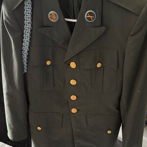 Men's Olive Military Jacket with Gold Accents